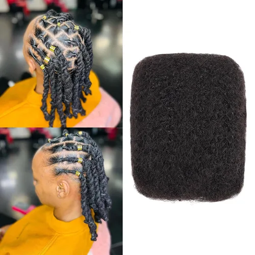 Miniatura 20 de Cabello humano afro rizado a granel para extensiones de rastas, extensiones de reparación, 1.06 oz/paquete de cabello humano rizado afro