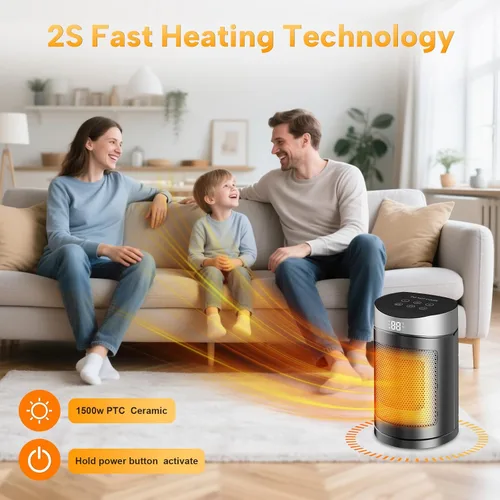 Miniatura 2 de Calentador eléctrico interior de 660W para el hogar del dormitorio (Plata)