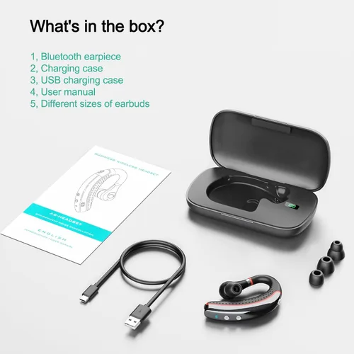 Miniatura 7 de Auriculares Bluetooth, auricular inalámbrico Bluetooth con funda de carga de 500 mAh para auriculares ultraligeros manos libres V5.3 con micrófono