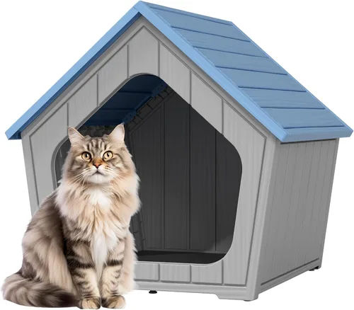Miniatura 12 de Casa para gatos al aire libre, resistente a la intemperie, con garra, para gatos interiores y exteriores, resistente a la intemperie, material Café