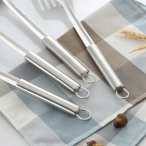 Miniatura 5 de Pleafind 2 piezas Cucharón y cuchara ranurada, cucharón para sopa y cuchara colador, cucharas de cocina y espumaderas de acero inoxidable, Gris