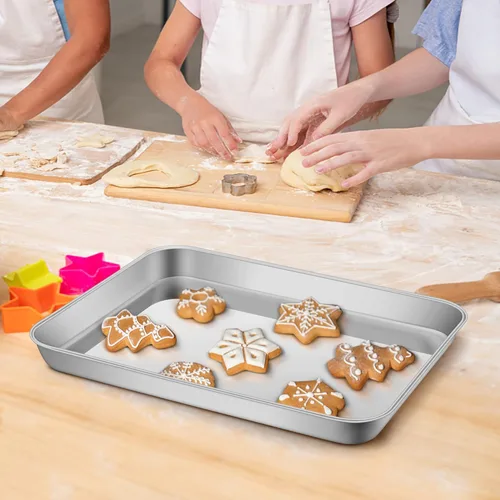 Miniatura 6 de P&P CHEF Bandeja para horno tostador de 9 x 7 x 1 pulgadas con rejilla y alfombrilla de silicona, bandeja para horno tostador de acero inoxidable