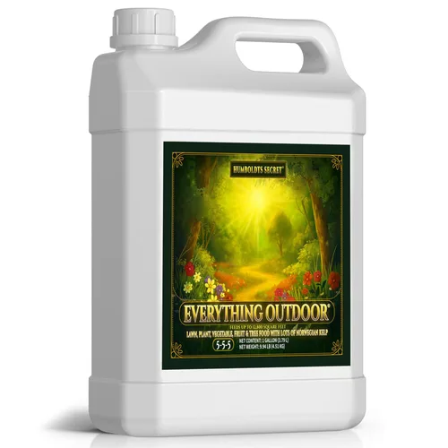 Humboldts Secret Fertilizante líquido Everything Outdoor 5-5-5 con algas noruegas y micronutrientes | para césped, jardines, verduras, flores,