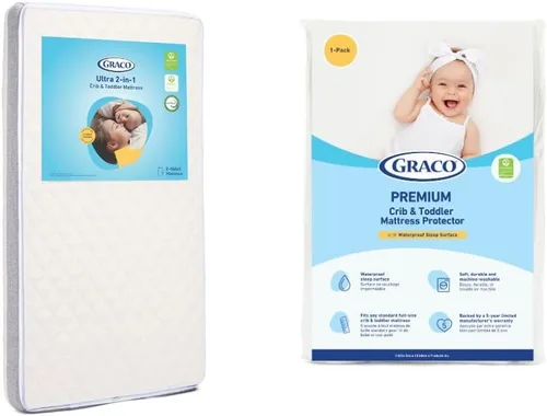 Miniatura 12 de Graco Colchón Ultra 2 en 1 Premium de doble cara para cuna y niños pequeños, espuma certificada GREENGUARD Gold, CertiPUR-US, funda lavable a