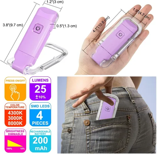 Miniatura 5 de HONWELL Luz de libro recargable, luces LED de lectura con clip para niños que leen en la cama, 3 niveles de brillo, luz de marcador regulable