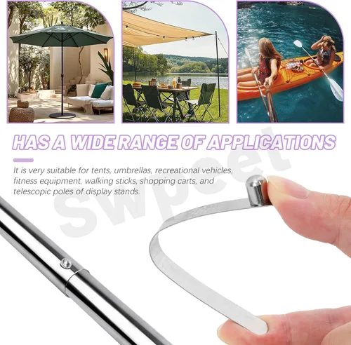 Miniatura 7 de Swpeet Juego de 21 clips de resorte de botón en forma de V de acero inoxidable de 7 tamaños, clips de resorte a presión de paleta de kayak de un
