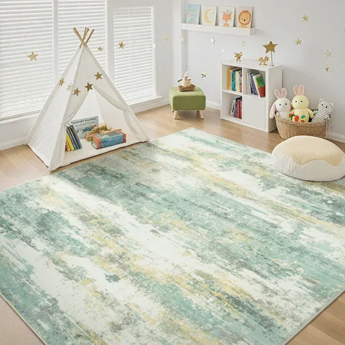Miniatura 30 de Rugflix Alfombras de área de 8 x 10 pies para sala de estar, alfombra grande lavable, resistente a las manchas, pelo bajo, alfombra oscura moderna