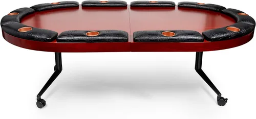 Miniatura 6 de Elite - Mesa de póquer para 10 jugadores con acabado de madera de caoba