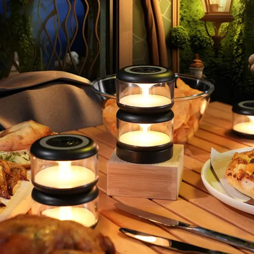 Miniatura 8 de oneleaf Luz de Ambiente Portátil LED Luz Nocturna, lámpara de vela, tres luces con base de carga, interruptor táctil recargable sin cable para baño