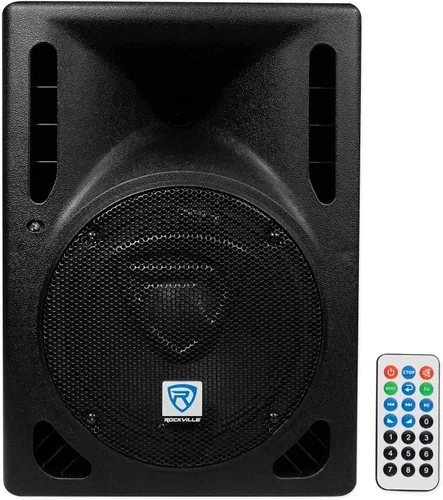 Rockville RPG8BT V2 400W 8" Altavoz PA alimentado, Bluetooth 5.0, reproductor USB/SD, emparejamiento estéreo TWS, control remoto/ecualizador, para