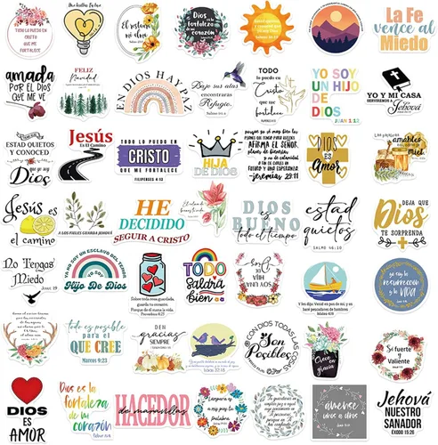 Miniatura 3 de Calcomanías cristianas de Jesús en español, inspiradoras en español, 50 unidades, calcomanías de fe con versículos bíblicos Kechup Biblia