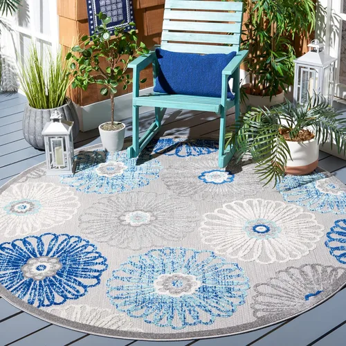 Miniatura 12 de SAFAVIEH Alfombra lavable para exteriores, redonda, 4 pies, color crema y rojo, no desprende pelusa y fácil de limpiar, ideal para patio, patio
