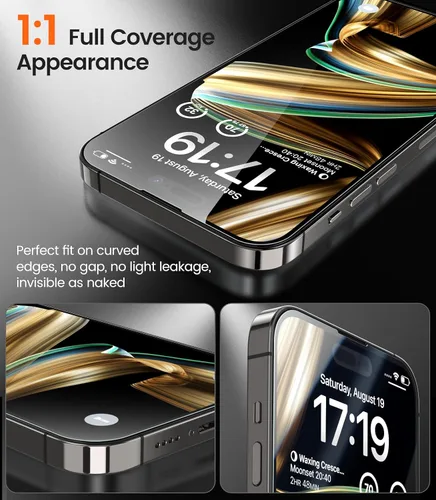 Miniatura 5 de EZ-GLAZ - Paquete de 4 protectores de pantalla de privacidad para iPhone 14 Pro [6.1 pulgadas], dureza 9H + 12 pies, grado militar, inastillable