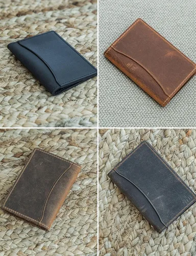 Miniatura 11 de Carteras de cuero genuino hechas a mano, tarjeteros minimalistas y fundas para pasaporte, regalo hecho a mano