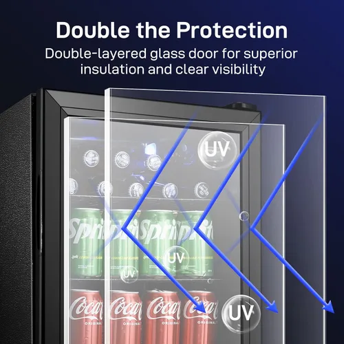 Miniatura 4 de Anypro Refrigerador y enfriador de bebidas de 2.6 pies cúbicos, refrigerador con puerta de vidrio templado, refrigerador para 126 latas de vino