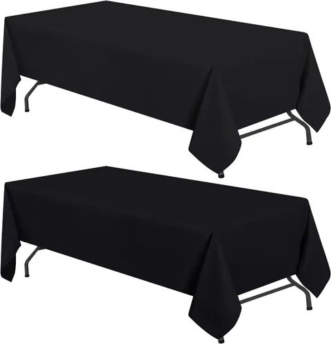Miniatura 9 de WEALUXE - Manteles blancos para mesas rectangulares de 8 pies, paquete de 2, 60 x 126 pulgadas, resistentes al agua, a las manchas y a las arrugas