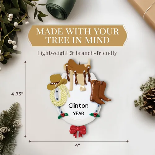 Miniatura 4 de Adorno ecuestre personalizado 2024 – Personalización rápida y gratuita las 24 horas – Adorno de Navidad de equitación para árbol – Recuerdo de Marrón
