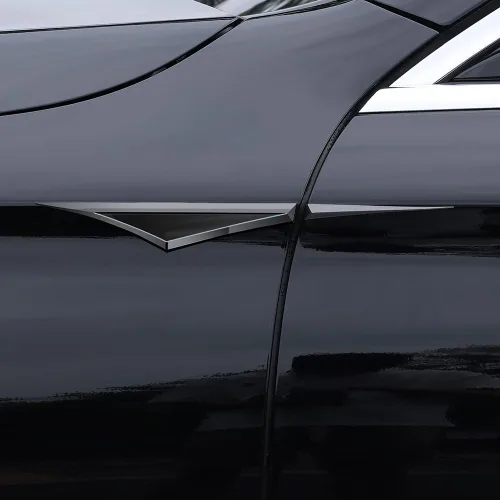 Miniatura 4 de Par de accesorios de metal 3D para automóvil para puertas laterales, hoja, calcomanías para guardabarros de automóvil, emblema de ala lateral, Negro