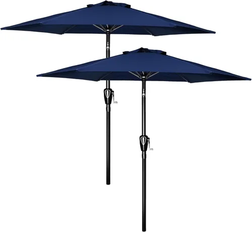 Miniatura 23 de Simple Deluxe sombrilla de patio de 7.5 pies, sombrilla de mesa para exteriores, sombrilla de jardín con botón de inclinación/manivela, 6 varillas