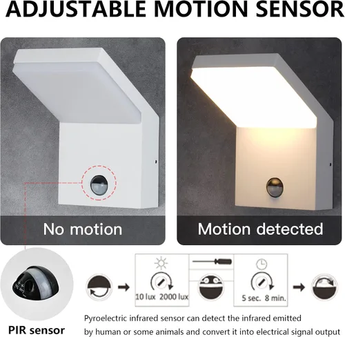 Miniatura 9 de Accesorios de luz al aire libre con sensor de movimiento, montaje en pared, aplique de pared exterior, luz de porche, luces de garaje, luces