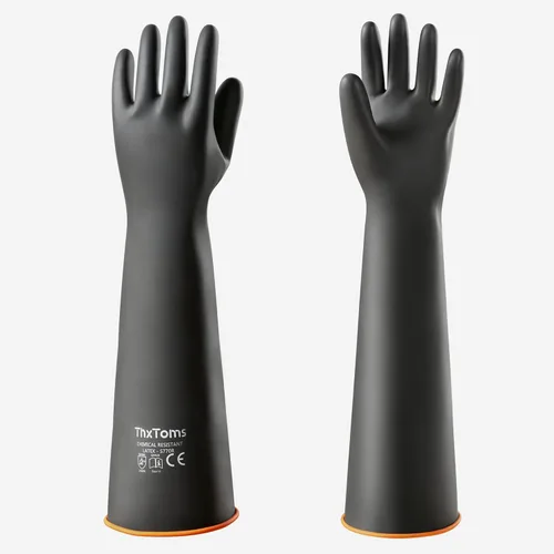 ThxToms Guantes de Látex de Servicio Pesado, Guantes Largos de Goma, Guantes Resistentes a Químicos, Resistentes a Perforaciones, Resistentes a 56 cm