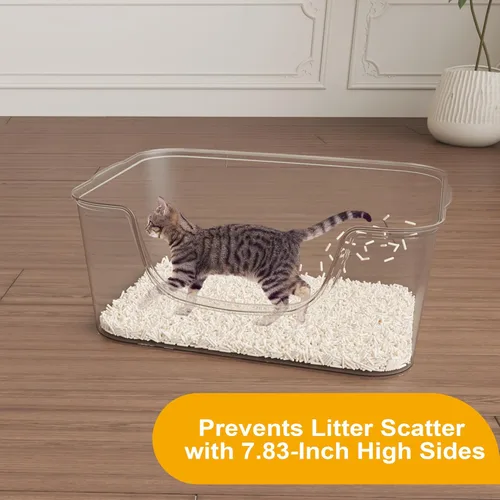 Miniatura 6 de Caja de arena para gatos de entrada baja con lados altos, sartén antisalpicaduras, duradera y fácil de limpiar para gatitos, gatos Munchkin, gatos