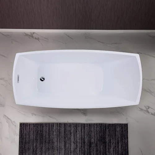 Miniatura 4 de WOODBRIDGE Bañera de remojo acílica blanca independiente de 67 "con desagüe y desbordamiento negro mate blanco/negro mate