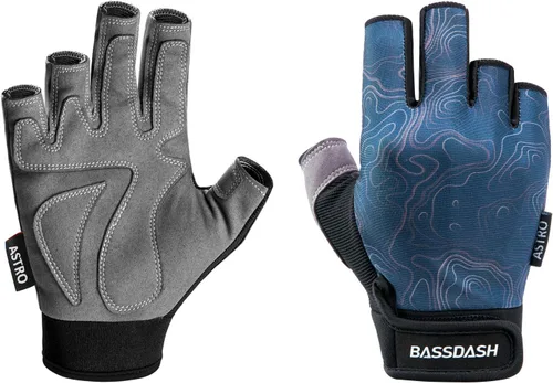 Miniatura 7 de BASSDASH Guantes de pesca Astro para hombres y mujeres, guantes sin dedos para pesca deportiva, kayak, remo, vela, MTB Gris