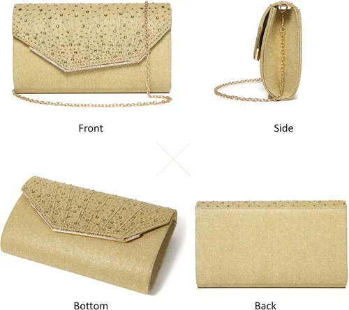 Miniatura 4 de DETARA Bolsos de noche para mujer, con lentejuelas y purpurina para mujer, bolso de mano brillante, bolso formal para boda, fiesta, baile