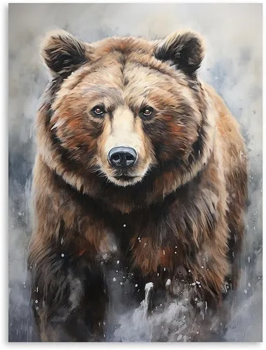 Miniatura 9 de Arte de pared rústico de osos del bosque, pinturas en lienzo, cuadros de animales, arte de pared para dormitorio y sala de estar