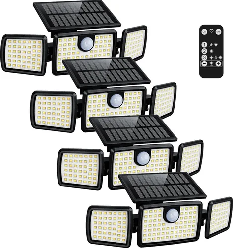 Miniatura 10 de Luces solares al aire libre MIHANI, luces de cubierta con sensor de movimiento de carga rápida al aire libre para terraza con alta luminosidad