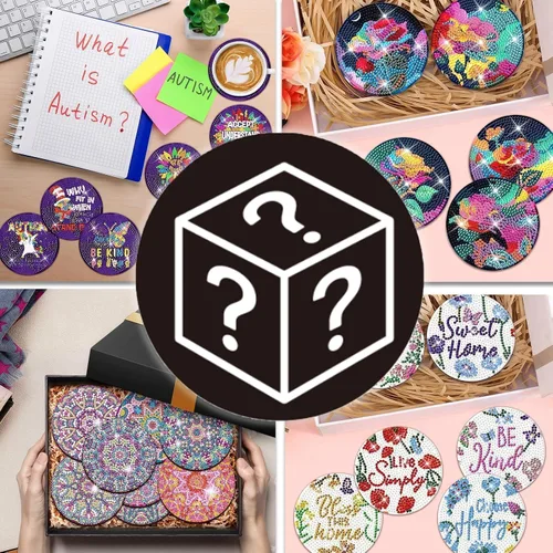 Miniatura 6 de 200 Estilos de Posavasos de Diamante Caja Sorpresa con Soporte DIY Arte de Diamante Posavasos Caja Sorpresa para Adultos Kits de Diamantes