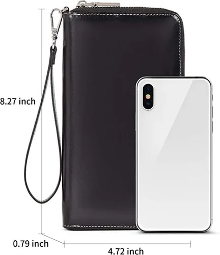 Miniatura 2 de BOSTANTEN - Carteras de cuero para mujer, bloqueo de identificación por radio frecuencia (RFID), cierre de cremallera alrededor, tarjetero, cartera