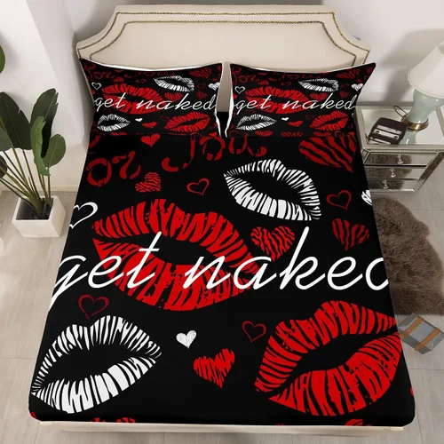 Miniatura 12 de Feelyou Leopard Print Lips Fitted Sheet Twin Size for Kids Boys Girls Cheetah Print Bed Sheets Set 16" Deep Pocket Soft Breathable Microfiber