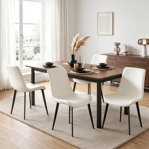 Miniatura 21 de Juego de 2 sillas de comedor modernas, sillas de comedor de cuero PU, sillas de cocina tapizadas con respaldo ergonómico y patas de metal