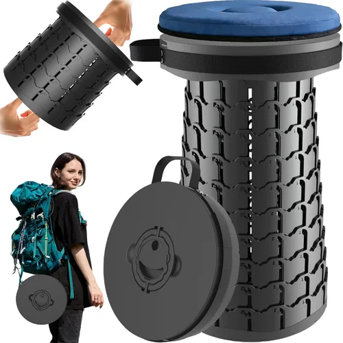 Miniatura 12 de Taburete plegable XXL mejorado 2026 con cojín grueso, taburete plegable telescópico de 19.7 pulgadas de altura a 11.8 pulgadas de profundidad