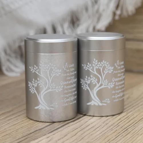 Miniatura 7 de Pequeñas urnas de recuerdo de aluminio para cenizas humanas, juego de 4 mini urnas conmemorativas, contenedores de cenizas de 3 pulgadas