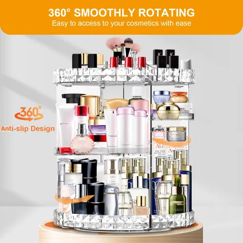 Miniatura 6 de Organizador de maquillaje giratorio de 360 grados, 7 capas ajustables, organizador de cosméticos de gran capacidad, organizador de maquillaje