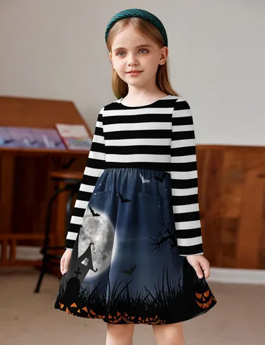Miniatura 5 de Arshiner Vestido de manga larga de color sólido casual con bolsillo para niñas pequeñas