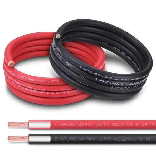 Miniatura 9 de Cable de batería 1/0 AWG de 10 pies, rojo y negro, cable de soldadura OFC de cobre puro calibre 1/0 (actualizado con aislamiento más grueso), mayor