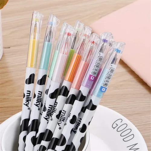 Miniatura 9 de Yansanido Paquete de 12 bolígrafos de gel con diseño de vaca Kawaii para oficina, escuela, hogar, viajes, regalo para amigos y estudiantes (12)
