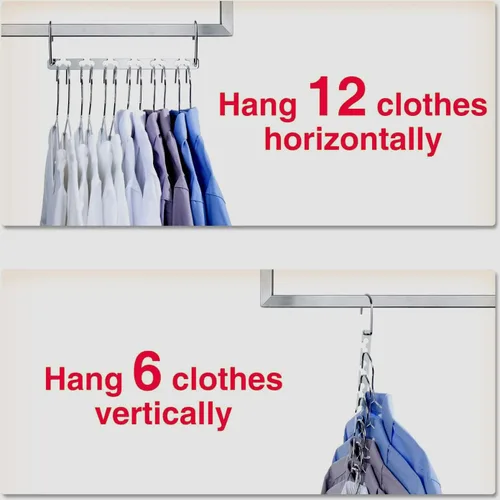 Miniatura 5 de Perchas que ahorran espacio, colgador de camisas, perchas de metal para ropa, ahorro de espacio para colgar ropa, organizador de armario de metal