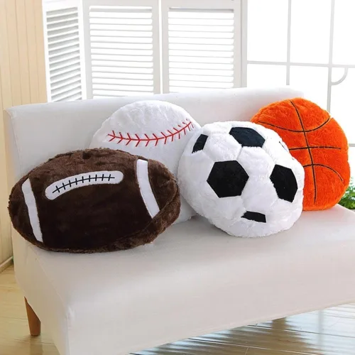 Miniatura 4 de Almohada de baloncesto de felpa de 18 pulgadas, cojín de juguete de peluche de fútbol, cojín deportivo suave y duradero para niños y adultos, un