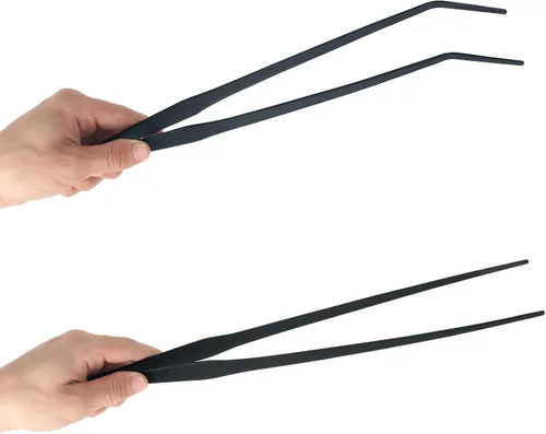 Pinzas para acuario extralargas de 15 pulgadas, pinzas de alimentación FEITA rectas y curvadas de acero inoxidable de 15.0 in, juego de pinzas para