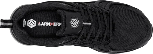 Miniatura 5 de LARNMERN Zapatos deportivos con punta de acero para hombre, doble amortiguación de aire, antideslizantes, zapatos de seguridad para trabajo