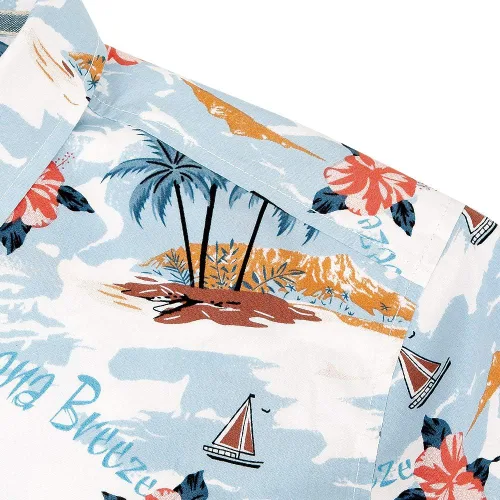 Miniatura 6 de Camisas hawaianas de algodón de ajuste regular de manga corta con botones para hombre