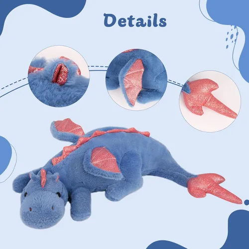 Miniatura 6 de YOUBLEK Animales de peluche con peso de 27.5 pulgadas, 2 libras, lindo dragón de peluche, juguete de dinosaurio con peso para niños y adultos