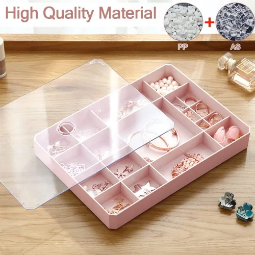 Miniatura 3 de Organizador apilable de joyas, organizador de joyas con tapa transparente, caja de joyería simple para cajón, aparador, para collares, pulseras