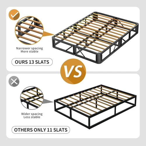 Miniatura 7 de MAF Base de somier Queen de 10 pulgadas de alto perfil para cama Queen, Base de cama tamaño Queen de 3500 lbs, Base de colchón de metal resistente