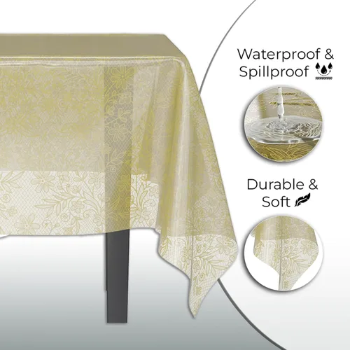 Miniatura 4 de Exquisite Mantel rectangular de plástico de encaje, paquete de 12 manteles de encaje rectangulares de 54 x 108 pulgadas, mantel floral transparente
